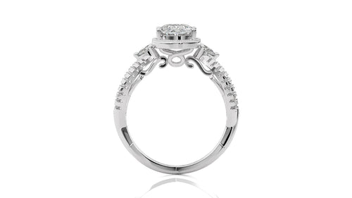 Classic Twisted Split Shank Diamond Halo Engagement Ring