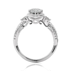 Classic Twisted Split Shank Diamond Halo Engagement Ring