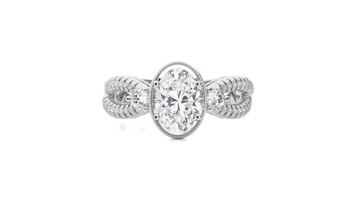 Classic Twisted Split Shank Diamond Halo Engagement Ring