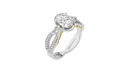 Classic Twisted Split Shank Diamond Halo Engagement Ring