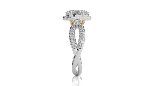 Classic Twisted Split Shank Diamond Halo Engagement Ring