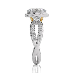 Classic Twisted Split Shank Diamond Halo Engagement Ring