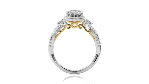 Classic Twisted Split Shank Diamond Halo Engagement Ring