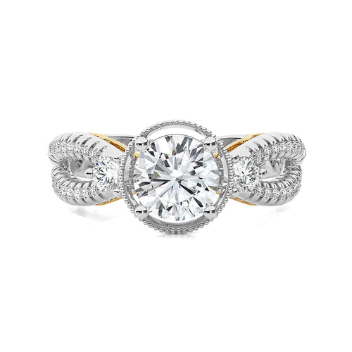 Classic Twisted Split Shank Diamond Halo Engagement Ring