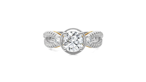Classic Twisted Split Shank Diamond Halo Engagement Ring