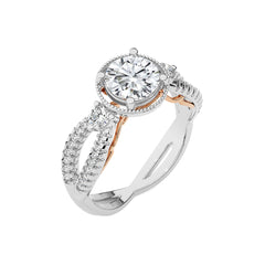 Classic Twisted Split Shank Diamond Halo Engagement Ring