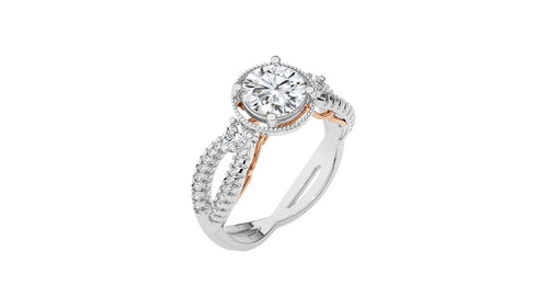 Classic Twisted Split Shank Diamond Halo Engagement Ring