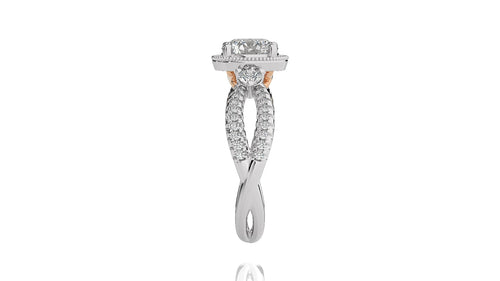 Classic Twisted Split Shank Diamond Halo Engagement Ring