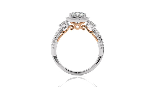 Classic Twisted Split Shank Diamond Halo Engagement Ring