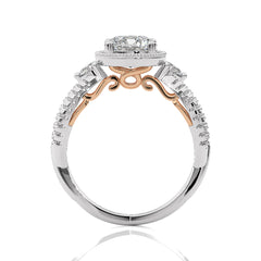 Classic Twisted Split Shank Diamond Halo Engagement Ring
