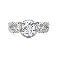 Classic Twisted Split Shank Diamond Halo Engagement Ring