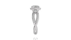 Classic Twisted Split Shank Diamond Halo Engagement Ring