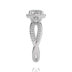 Classic Twisted Split Shank Diamond Halo Engagement Ring