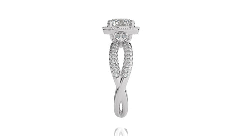 Classic Twisted Split Shank Diamond Halo Engagement Ring