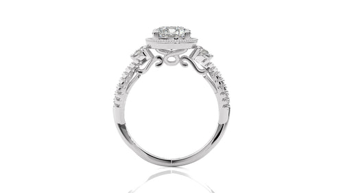 Classic Twisted Split Shank Diamond Halo Engagement Ring