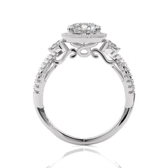 Classic Twisted Split Shank Diamond Halo Engagement Ring