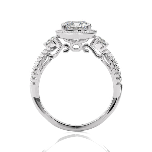 Classic Twisted Split Shank Diamond Halo Engagement Ring