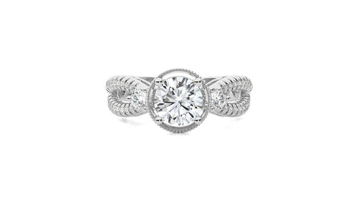 Classic Twisted Split Shank Diamond Halo Engagement Ring