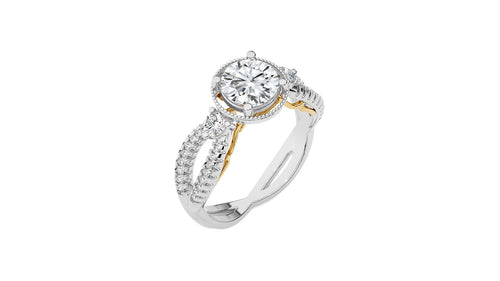 Classic Twisted Split Shank Diamond Halo Engagement Ring