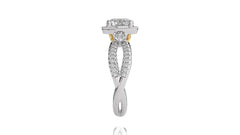 Classic Twisted Split Shank Diamond Halo Engagement Ring