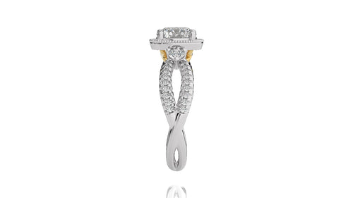 Classic Twisted Split Shank Diamond Halo Engagement Ring