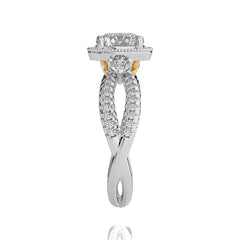 Classic Twisted Split Shank Diamond Halo Engagement Ring