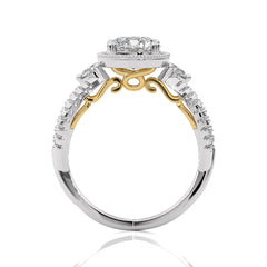 Classic Twisted Split Shank Diamond Halo Engagement Ring