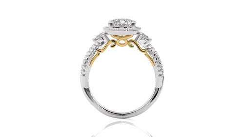 Classic Twisted Split Shank Diamond Halo Engagement Ring