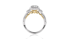 Classic Twisted Split Shank Diamond Halo Engagement Ring