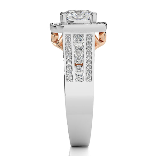 Contemporary Diamond Halo Engagement Ring