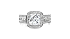 Contemporary Diamond Halo Engagement Ring