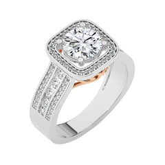 Contemporary Diamond Halo Engagement Ring