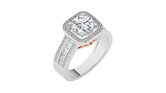 Contemporary Diamond Halo Engagement Ring