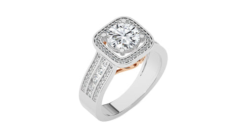 Contemporary Diamond Halo Engagement Ring
