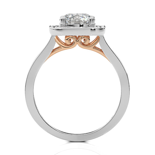 Contemporary Diamond Halo Engagement Ring