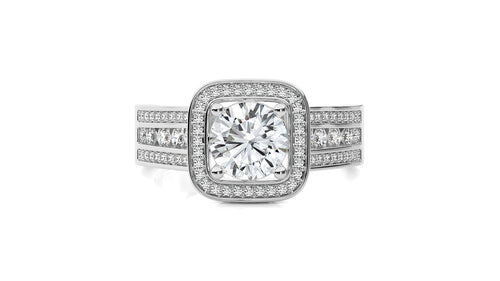 Contemporary Diamond Halo Engagement Ring