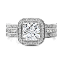 Contemporary Diamond Halo Engagement Ring