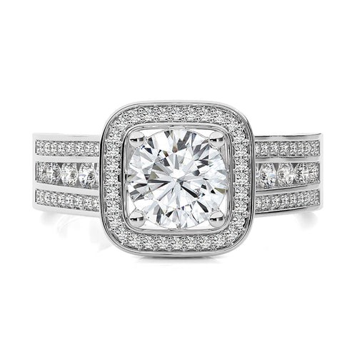 Contemporary Diamond Halo Engagement Ring
