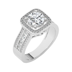 Contemporary Diamond Halo Engagement Ring
