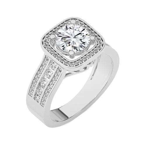 Contemporary Diamond Halo Engagement Ring