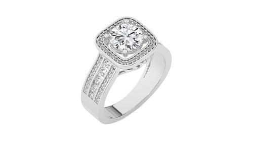 Contemporary Diamond Halo Engagement Ring