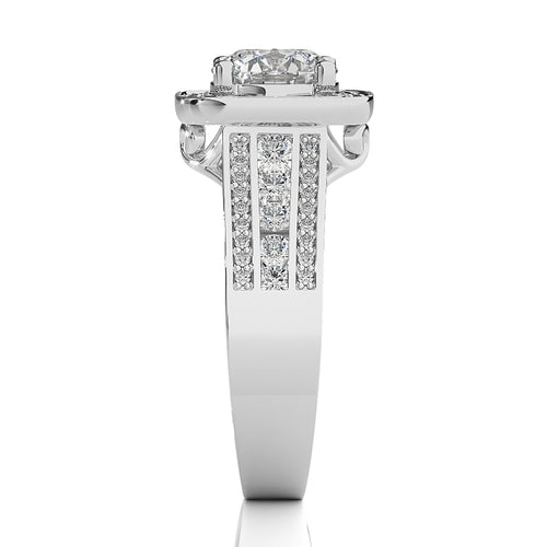 Contemporary Diamond Halo Engagement Ring
