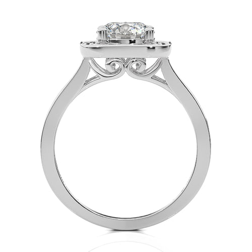 Contemporary Diamond Halo Engagement Ring