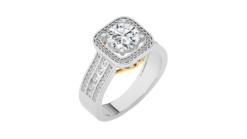 Contemporary Diamond Halo Engagement Ring