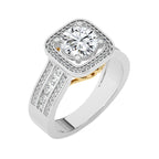 Contemporary Diamond Halo Engagement Ring