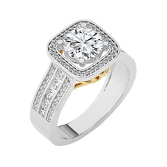 Contemporary Diamond Halo Engagement Ring