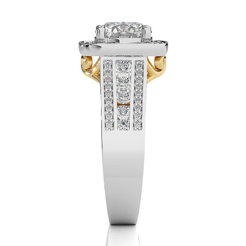 Contemporary Diamond Halo Engagement Ring