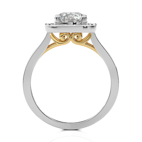 Contemporary Diamond Halo Engagement Ring