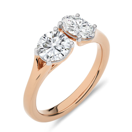 1 3/4 CT. Oval and Round Two Stone Lab Created Diamond Engagement Ring
