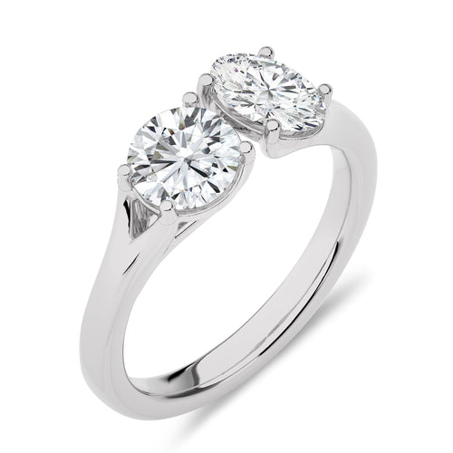 1 3/4 CT. Oval and Round Two Stone Lab Created Diamond Engagement Ring